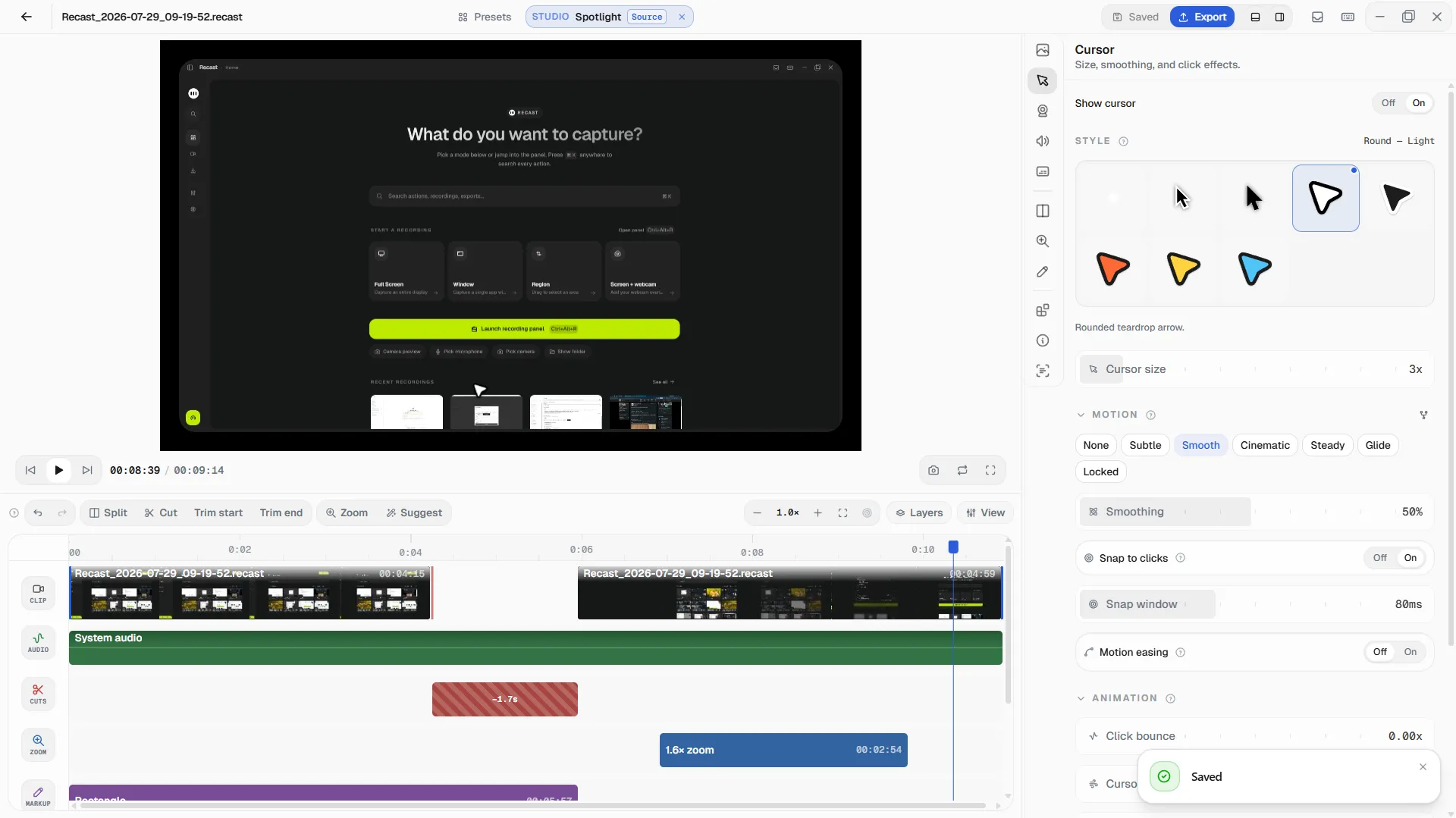 Recast editor